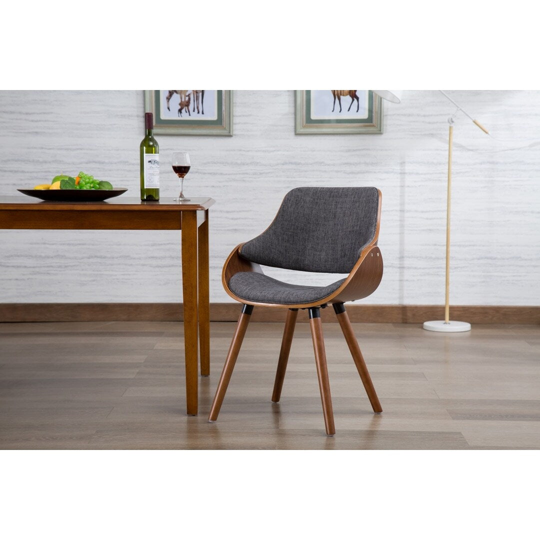 Porthos Home Wood and Fabric Mid Century Modern Dining or Accent Chair