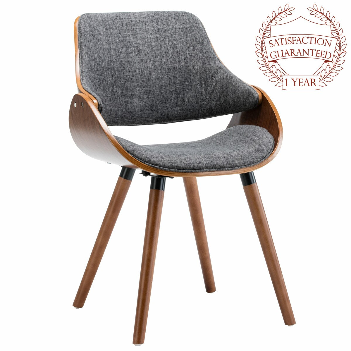 Porthos Home Wood and Fabric Mid Century Modern Dining or Accent Chair