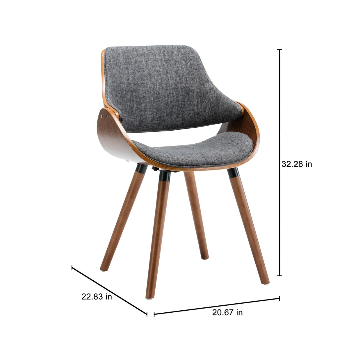 Porthos Home Wood and Fabric Mid Century Modern Dining or Accent Chair