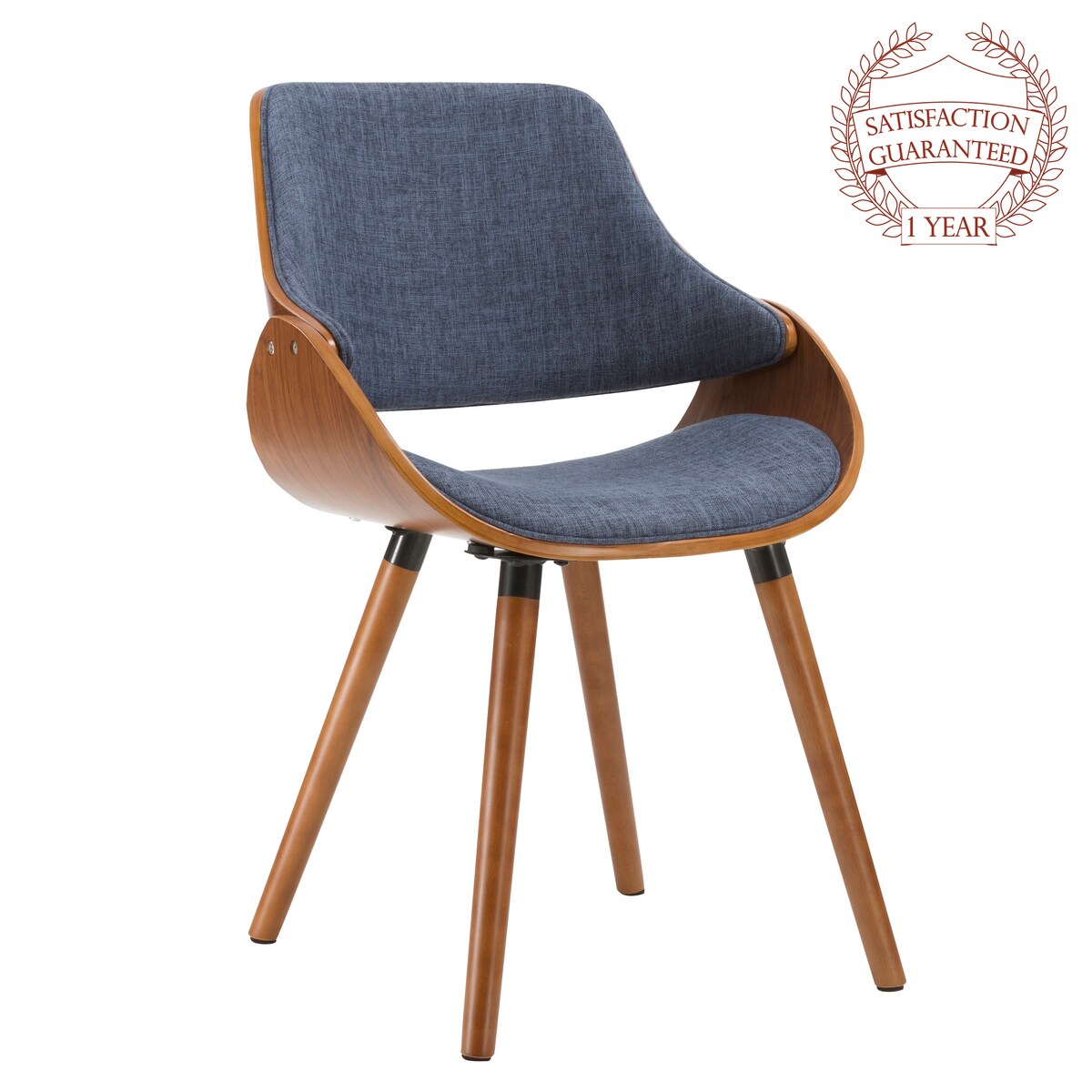Porthos Home Wood and Fabric Mid Century Modern Dining or Accent Chair