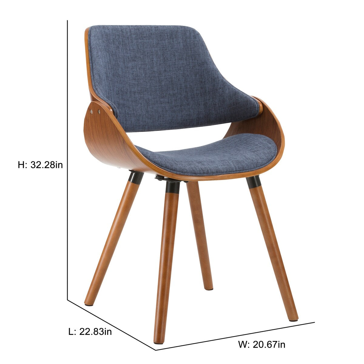 Porthos Home Wood and Fabric Mid Century Modern Dining or Accent Chair