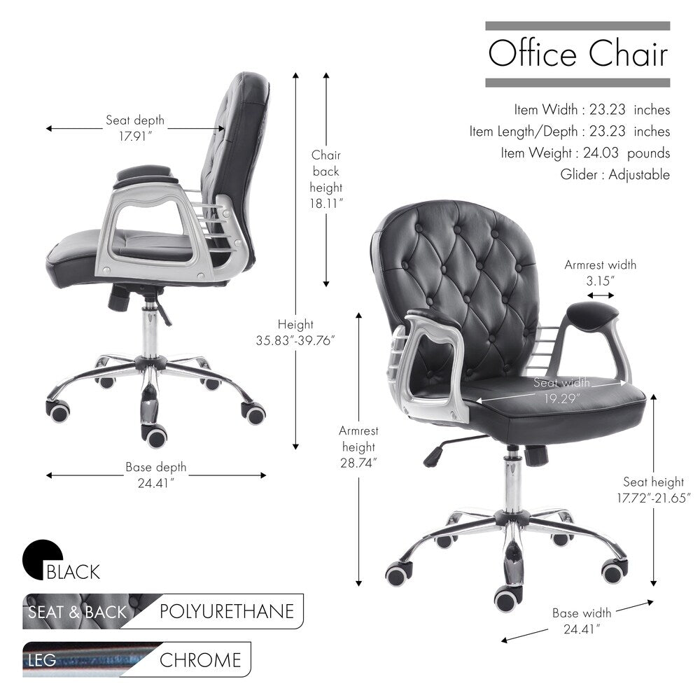 Porthos Home Wylder 360? Swivel Office Chair, PU Leather Upholstery