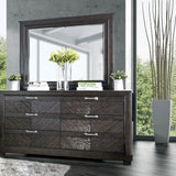 Moso Transitional Espresso 2-piece 6-Drawer Dresser and Mirror Set by Furniture of America