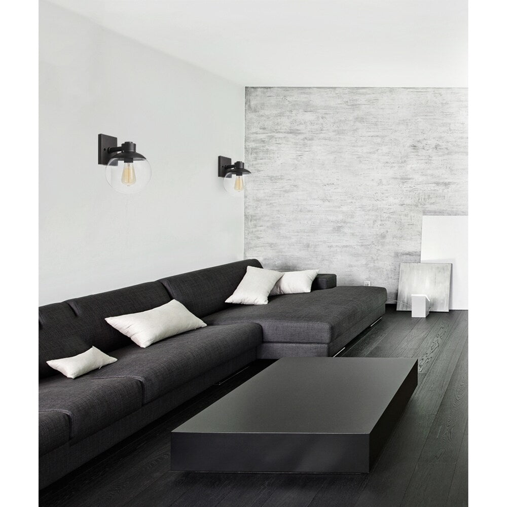 Portland 1-Light Wall Sconce, Dark Bronze Finish, Clear Glass Shade