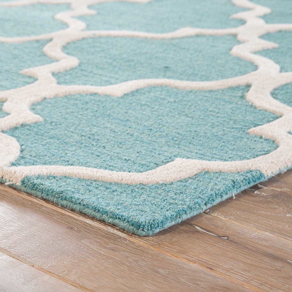 Portland Handmade Trellis Light Blue/ White Area Rug - 2' x 3'