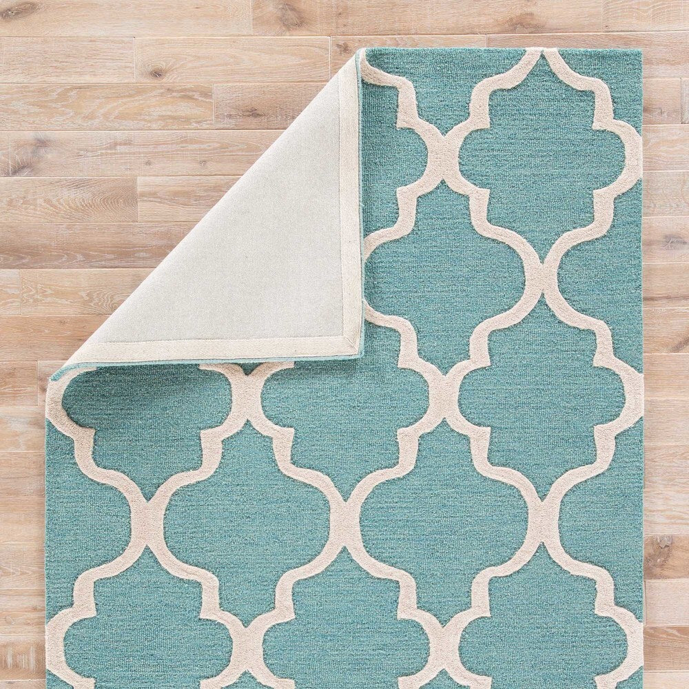 Portland Handmade Trellis Light Blue/ White Area Rug - 2' x 3'
