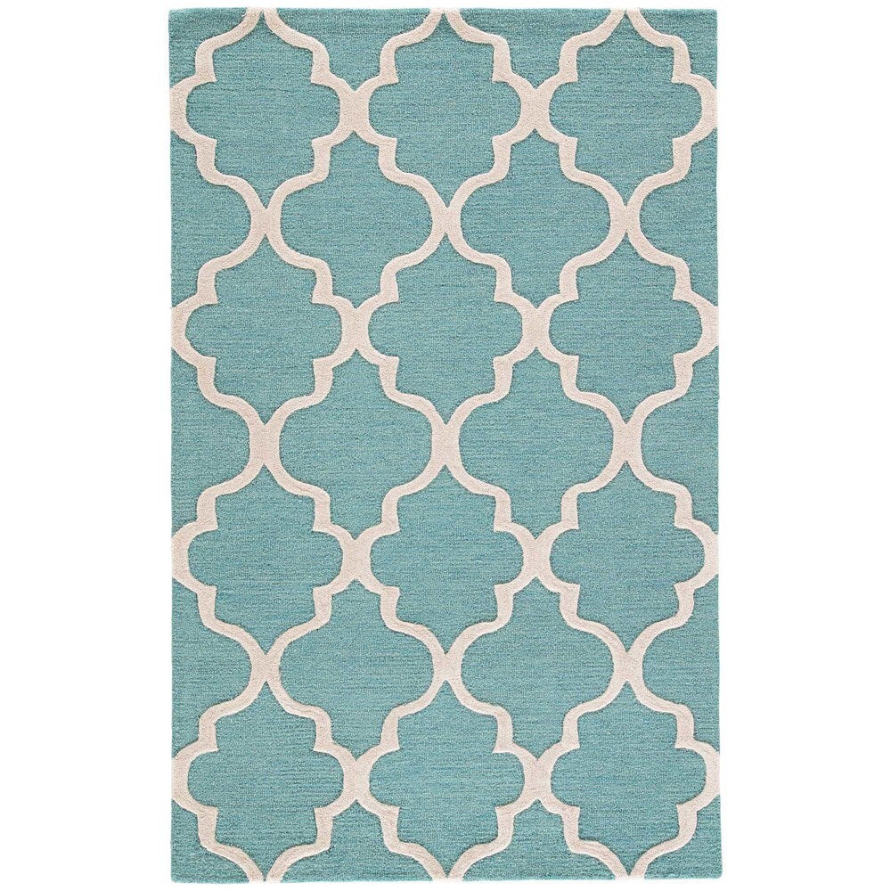Portland Handmade Trellis Light Blue/ White Area Rug - 2' x 3'