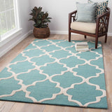 Portland Handmade Trellis Light Blue/ White Area Rug - 2' x 3'