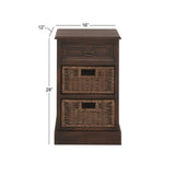 Portman Distressed Brown 3-drawer Storage Nightstand with Baskets