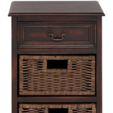 Portman Distressed Brown 3-drawer Storage Nightstand with Baskets