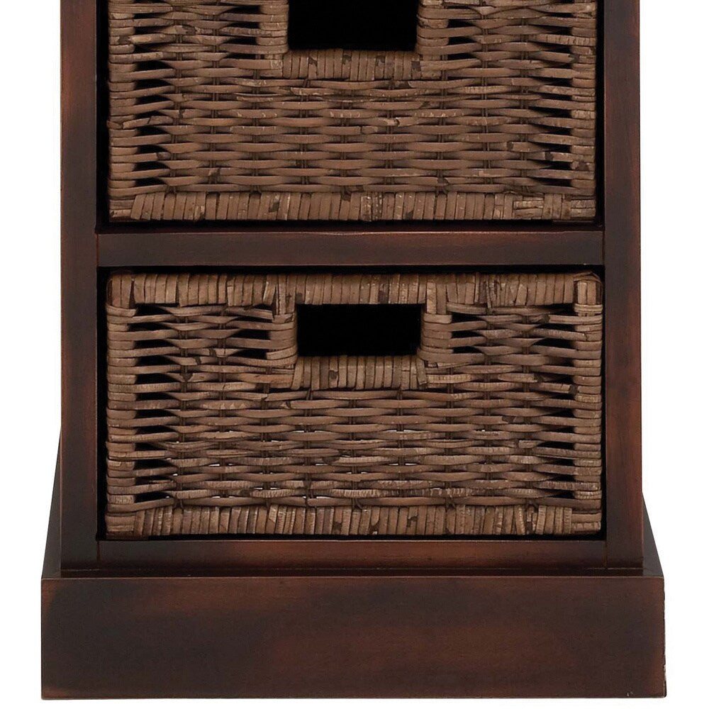 Portman Distressed Brown 3-drawer Storage Nightstand with Baskets