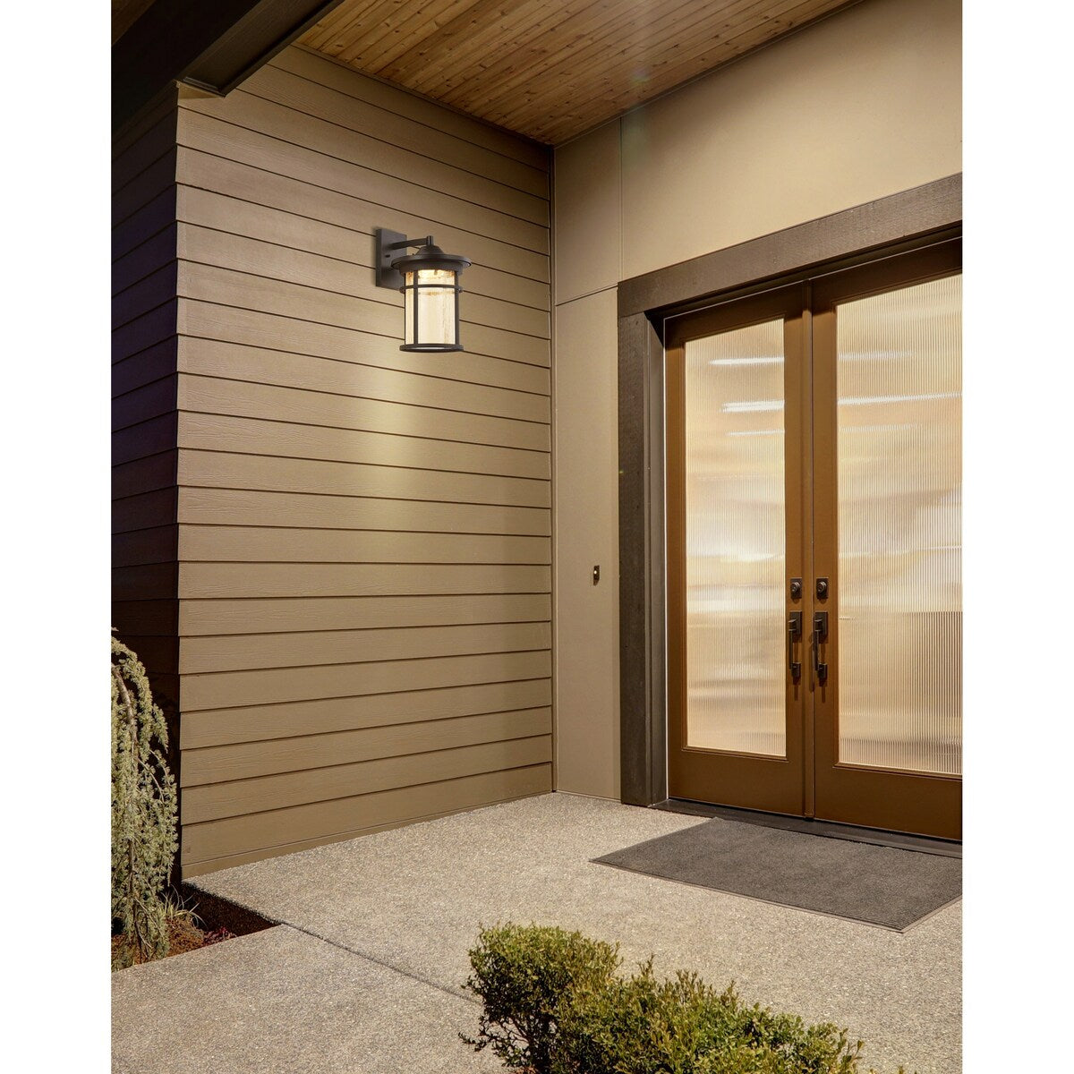 11" Outdoor Wall Lantern Metal Integrated Sconce, Black by JONATHAN Y