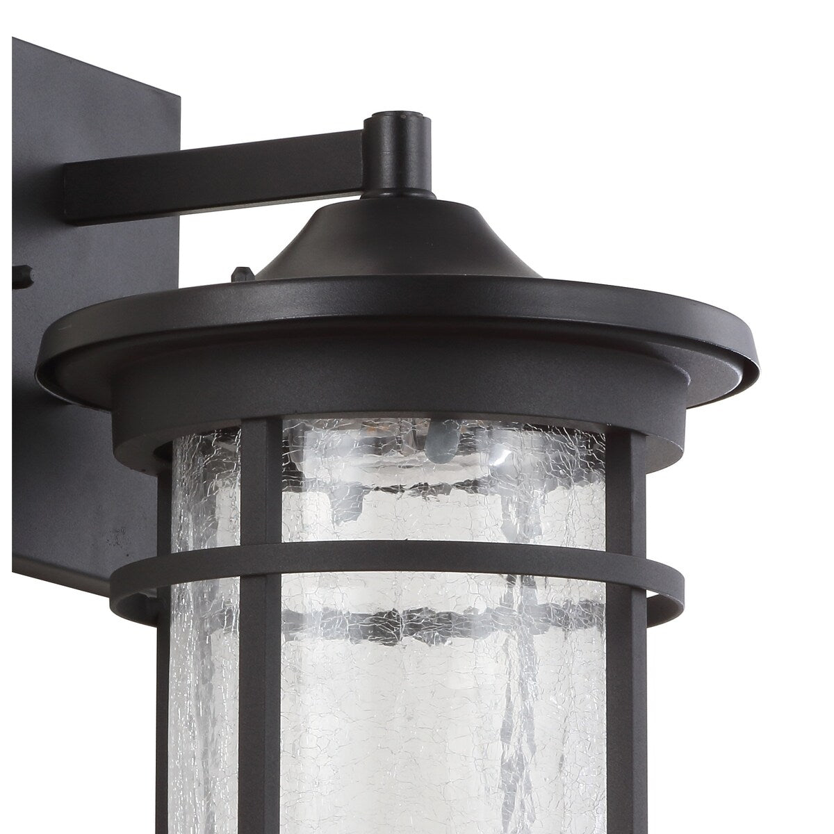 11" Outdoor Wall Lantern Metal Integrated Sconce, Black by JONATHAN Y