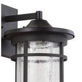 11" Outdoor Wall Lantern Metal Integrated Sconce, Black by JONATHAN Y