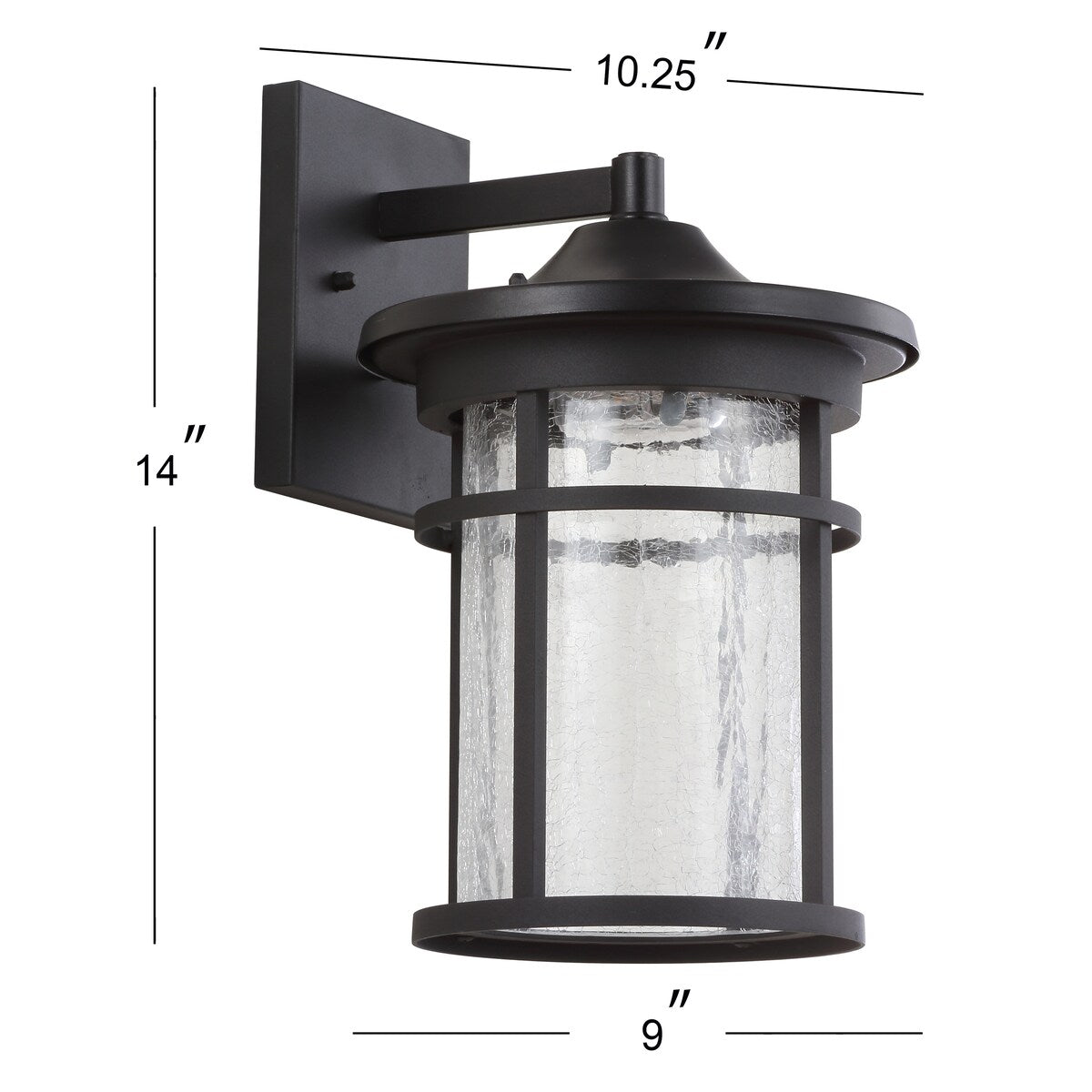 11" Outdoor Wall Lantern Metal Integrated Sconce, Black by JONATHAN Y