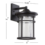 11" Outdoor Wall Lantern Metal Integrated Sconce, Black by JONATHAN Y