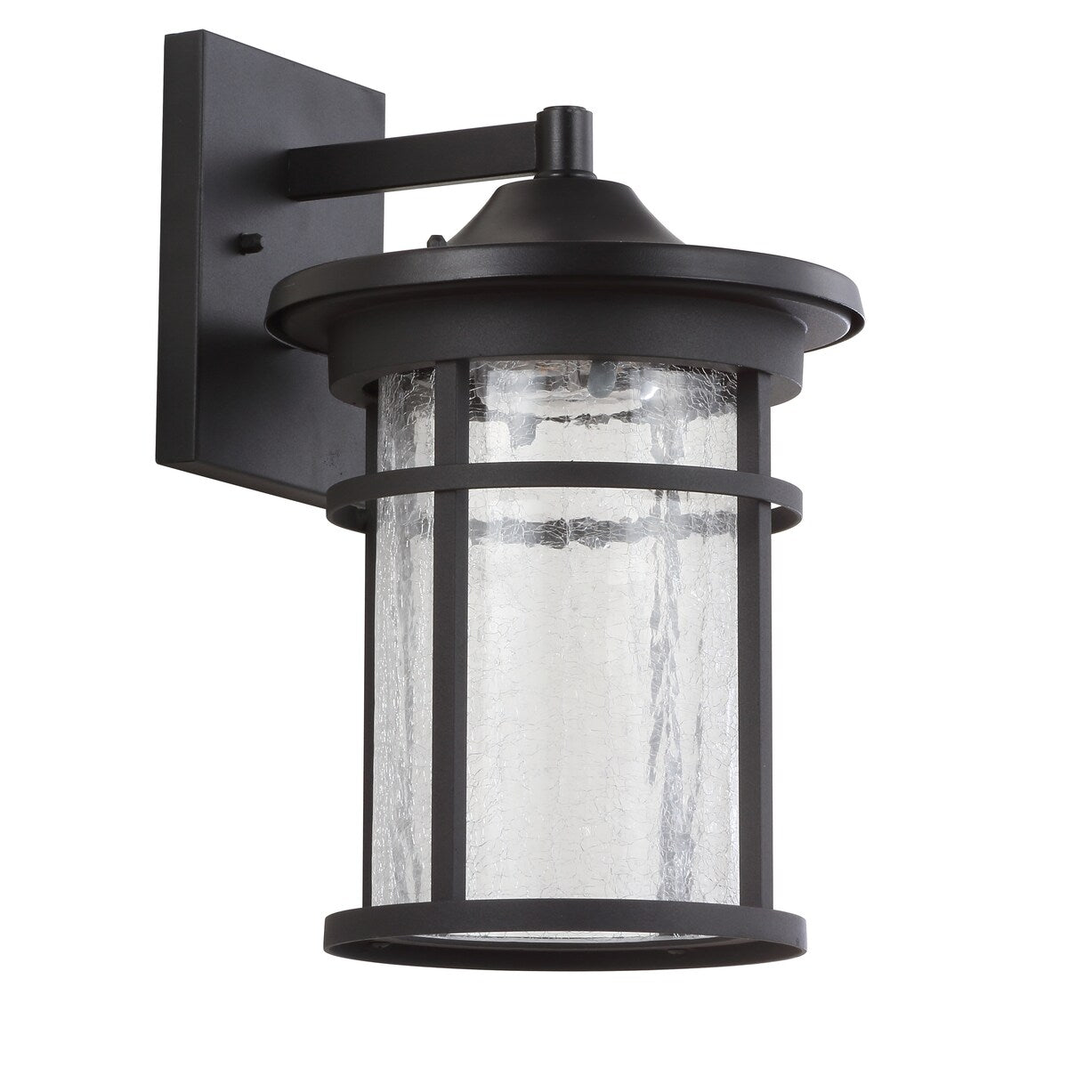 11" Outdoor Wall Lantern Metal Integrated Sconce, Black by JONATHAN Y
