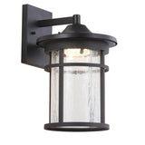 11" Outdoor Wall Lantern Metal Integrated Sconce, Black by JONATHAN Y