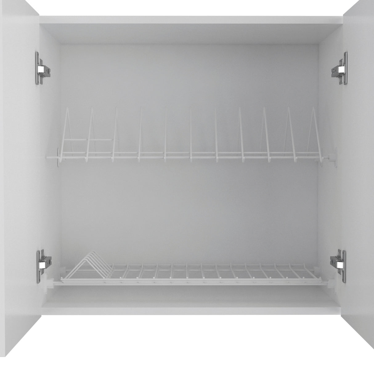 TUHOME Portofino 150 Wall Cabinet with 2 Double Doors, Dish Rack, 2 Open Shelves, and 2 Inner Shelves - N/A