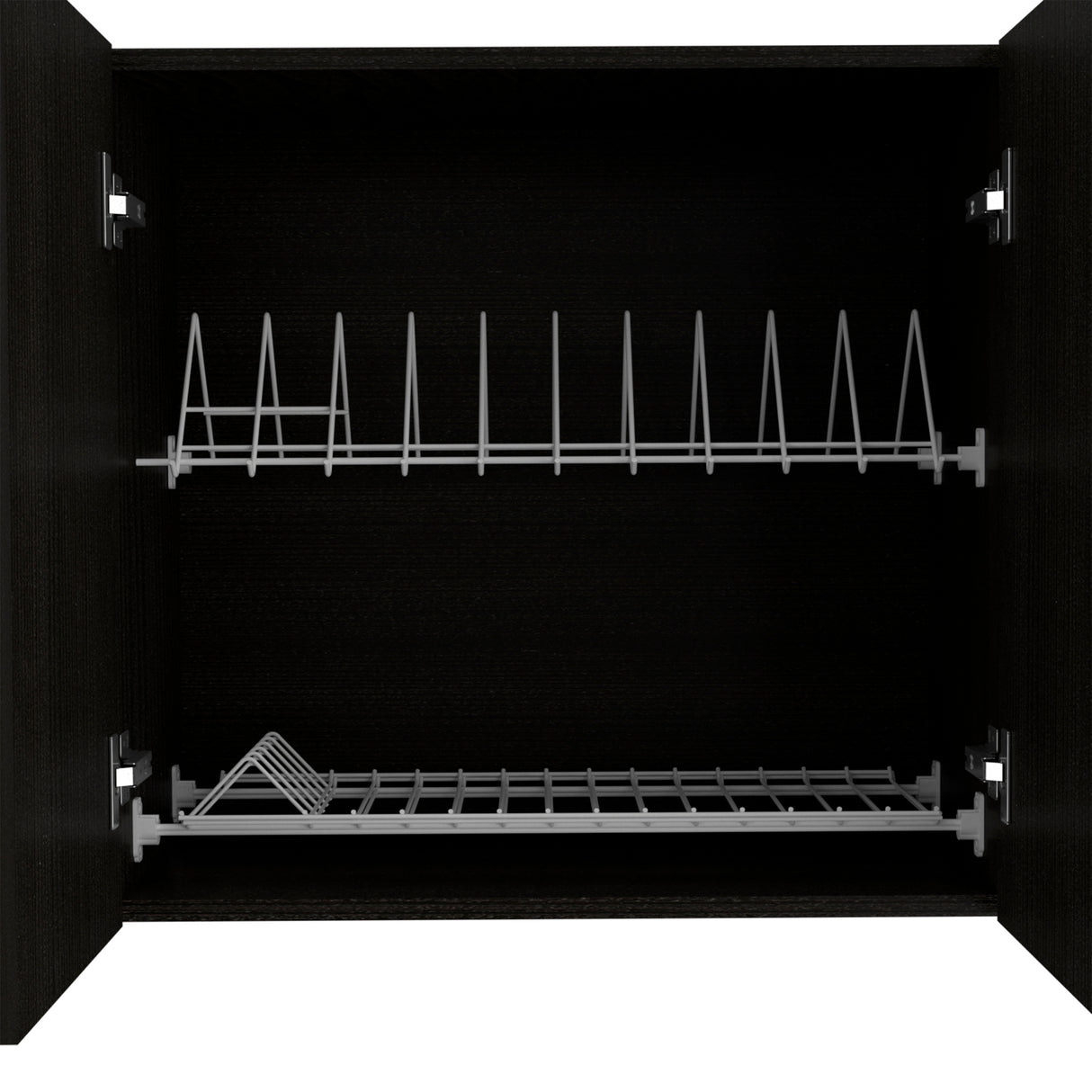TUHOME Portofino 150 Wall Cabinet with 2 Double Doors, Dish Rack, 2 Open Shelves, and 2 Inner Shelves - N/A