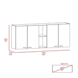 TUHOME Portofino 150 Wall Cabinet with 2 Double Doors, Dish Rack, 2 Open Shelves, and 2 Inner Shelves - N/A