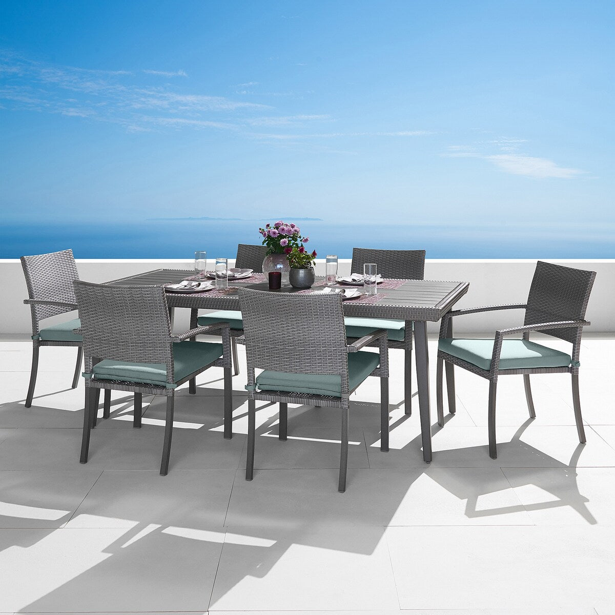 Portofino Casual 7 Piece Sunbrella Outdoor Patio Dining Set