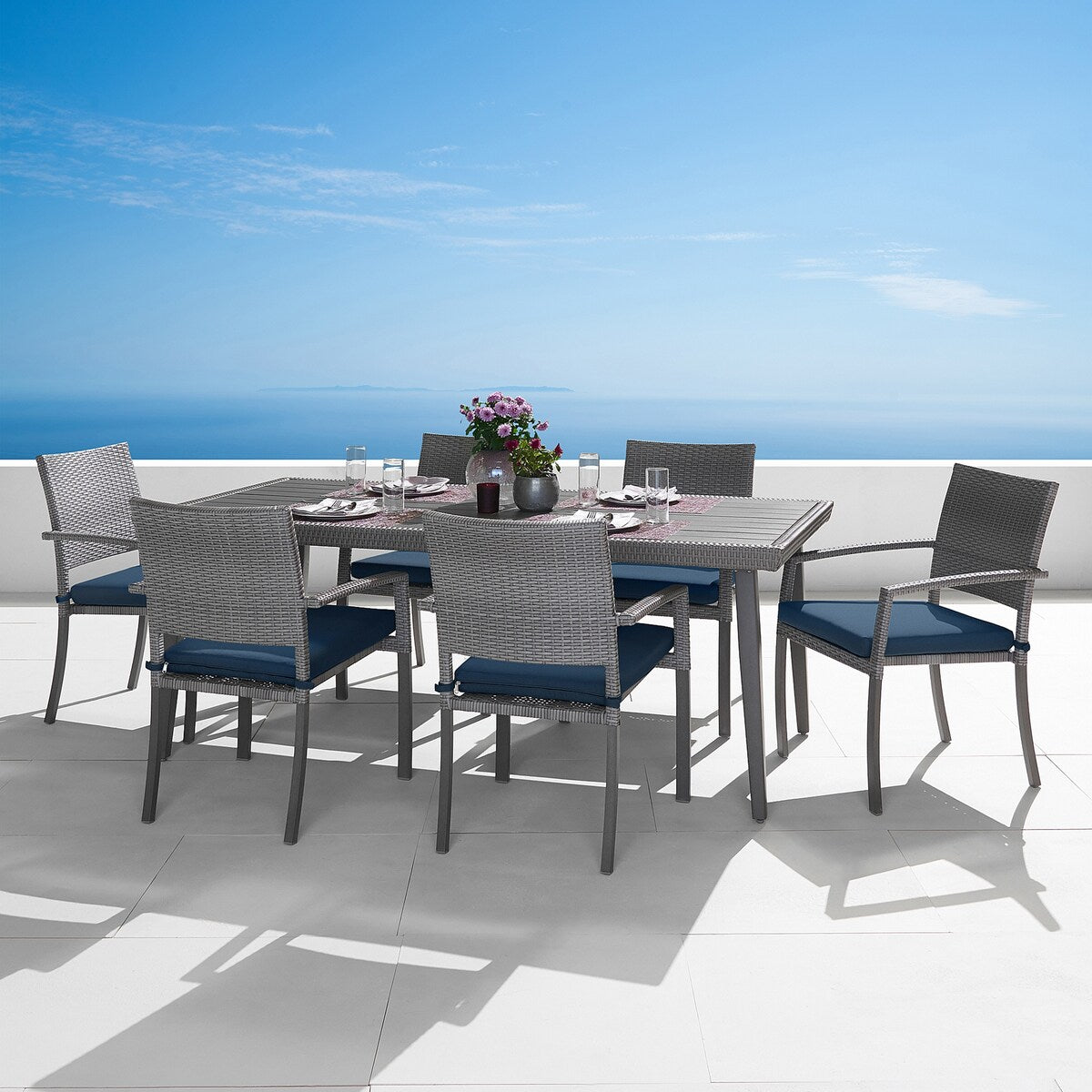 Portofino Casual 7 Piece Sunbrella Outdoor Patio Dining Set