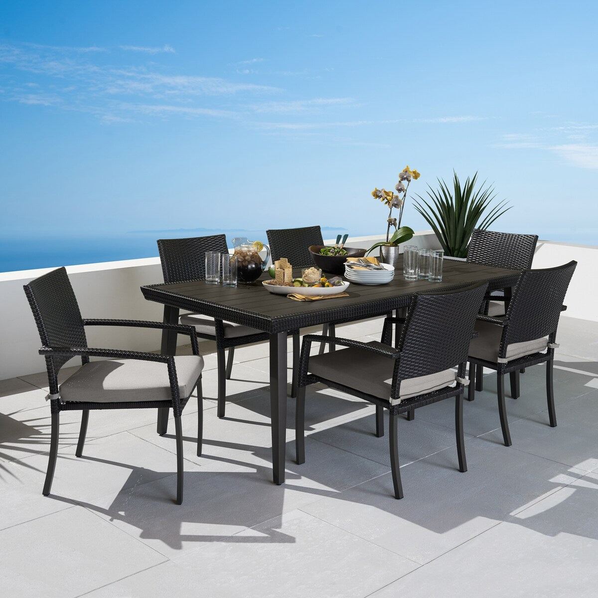 Portofino Casual 7 Piece Sunbrella Outdoor Patio Dining Set