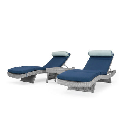 Portofino Comfort 3 Piece Sunbrella Outdoor Patio Chaise Lounge Set
