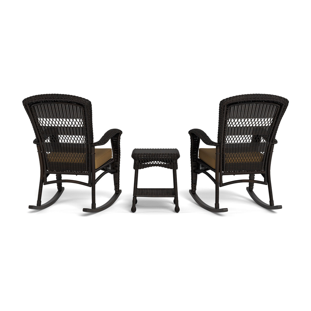Portside Dark Roast Outdoor Wicker Rocking Chair Set (2-Piece)