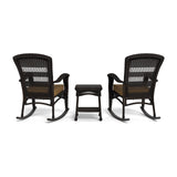 Portside Dark Roast Outdoor Wicker Rocking Chair Set (2-Piece)