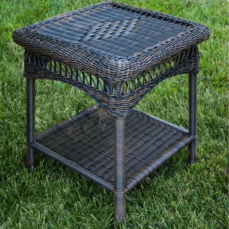Portside Dark Roast Outdoor Wicker Side Table
