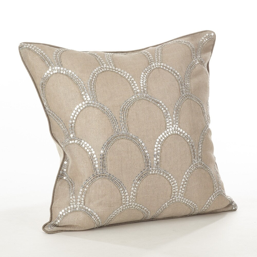 Posh Collection Arch Design Embroidered Cotton Down Filled Throw Pillow