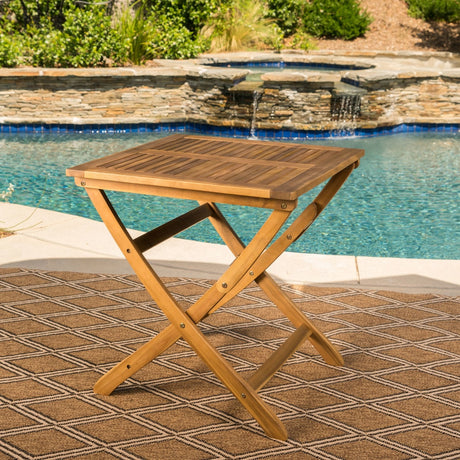 Positano Outdoor Foldable Acacia Wood Side Table by Christopher Knight Home