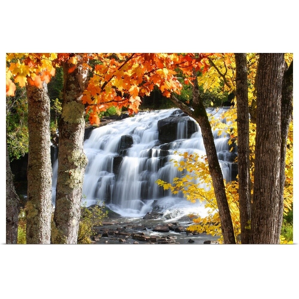 "Bond Falls dressed in Autumn colors Paulding Michigan." Poster Print - Multi