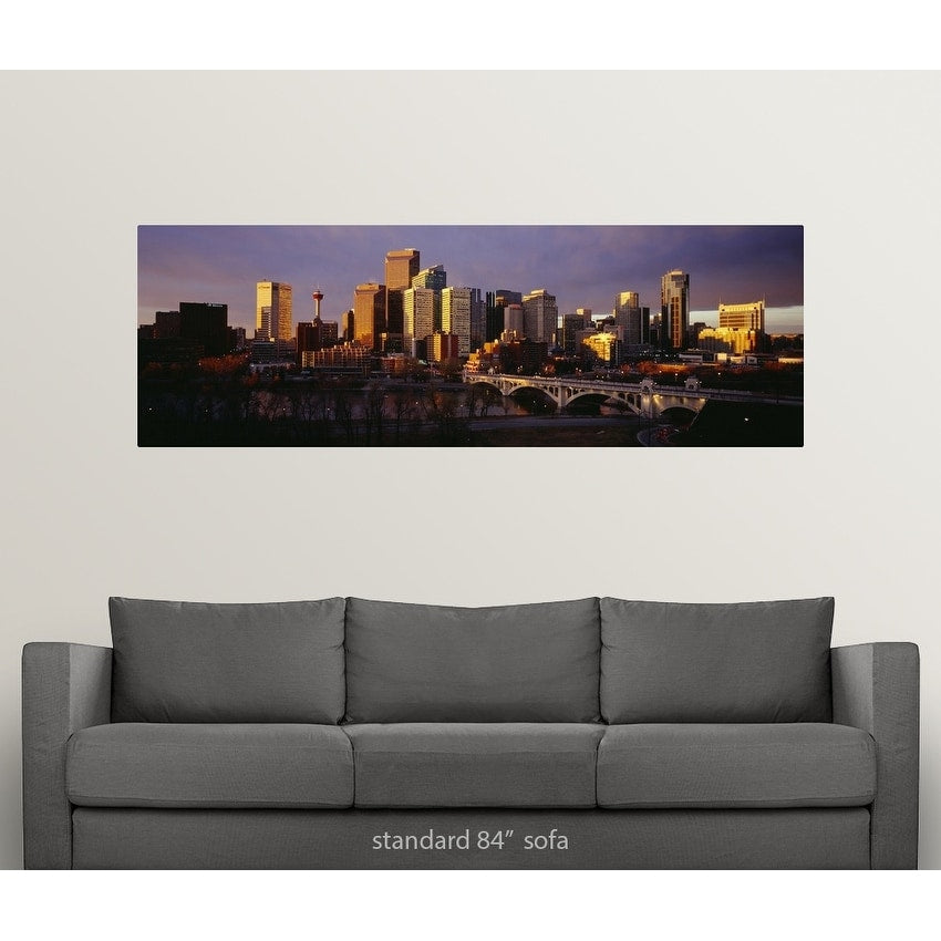 "Buildings at the waterfront, Bow River, Calgary, Alberta, Canada" Poster Print