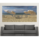 Deck chairs and beach umbrellas on the beach, Jetties Beach, Nantucket, Massachusetts - Multi