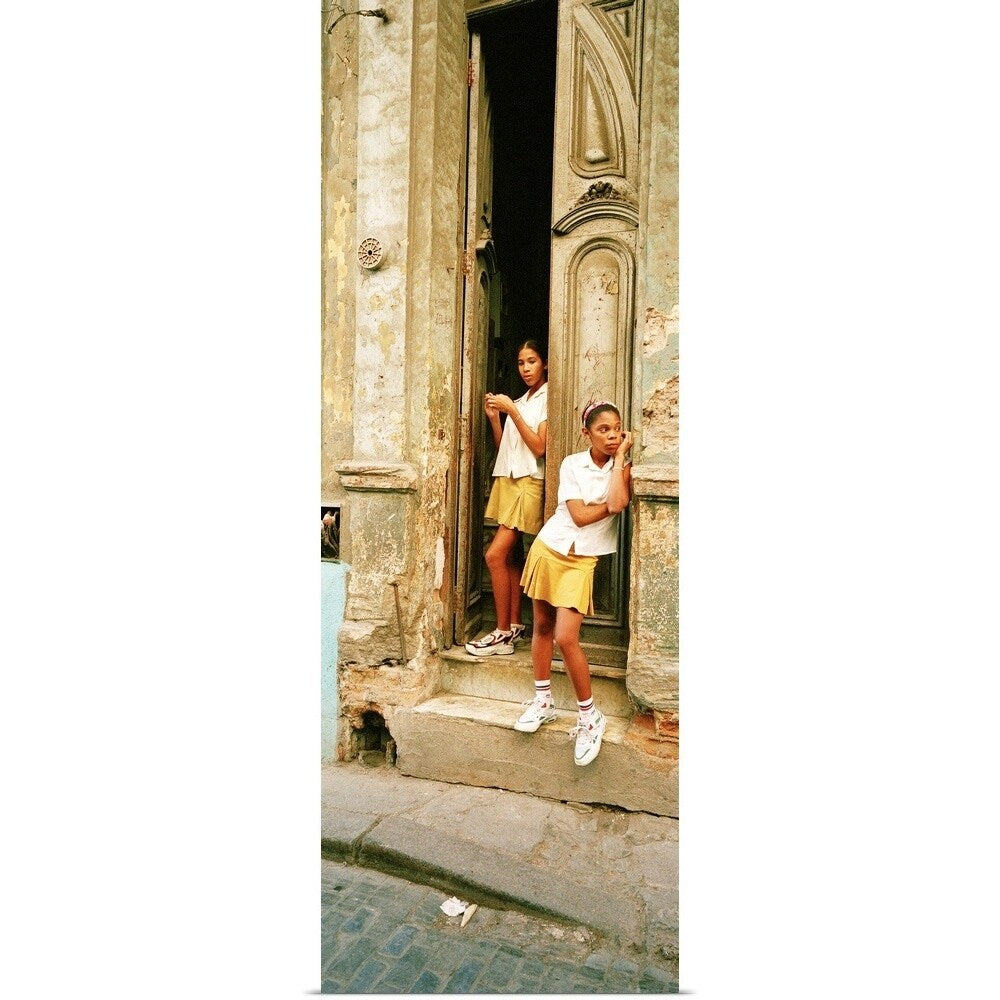 "Girls in Doorway Cuba" Poster Print - Multi