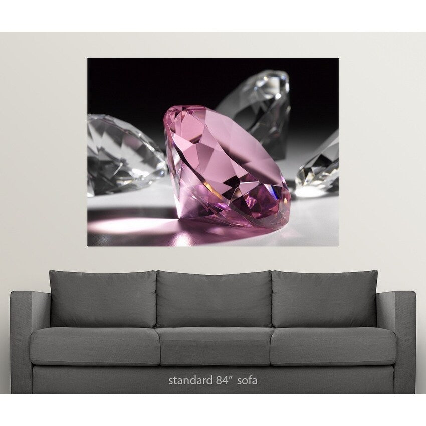 "Large pink diamond surrounded by clear diamonds, close-up (still life)" Poster Print - Multi