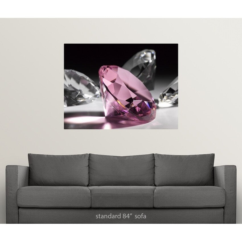 "Large pink diamond surrounded by clear diamonds, close-up (still life)" Poster Print - Multi