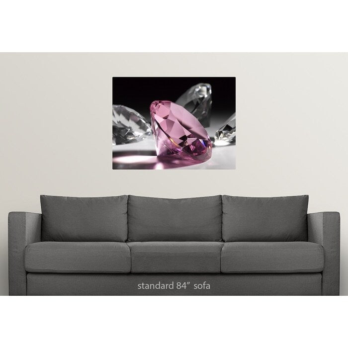 "Large pink diamond surrounded by clear diamonds, close-up (still life)" Poster Print - Multi