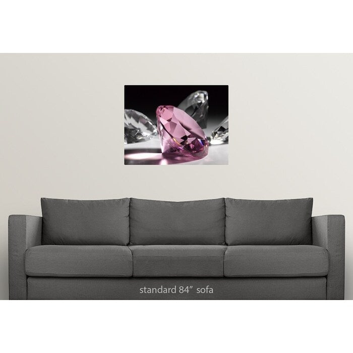 "Large pink diamond surrounded by clear diamonds, close-up (still life)" Poster Print - Multi