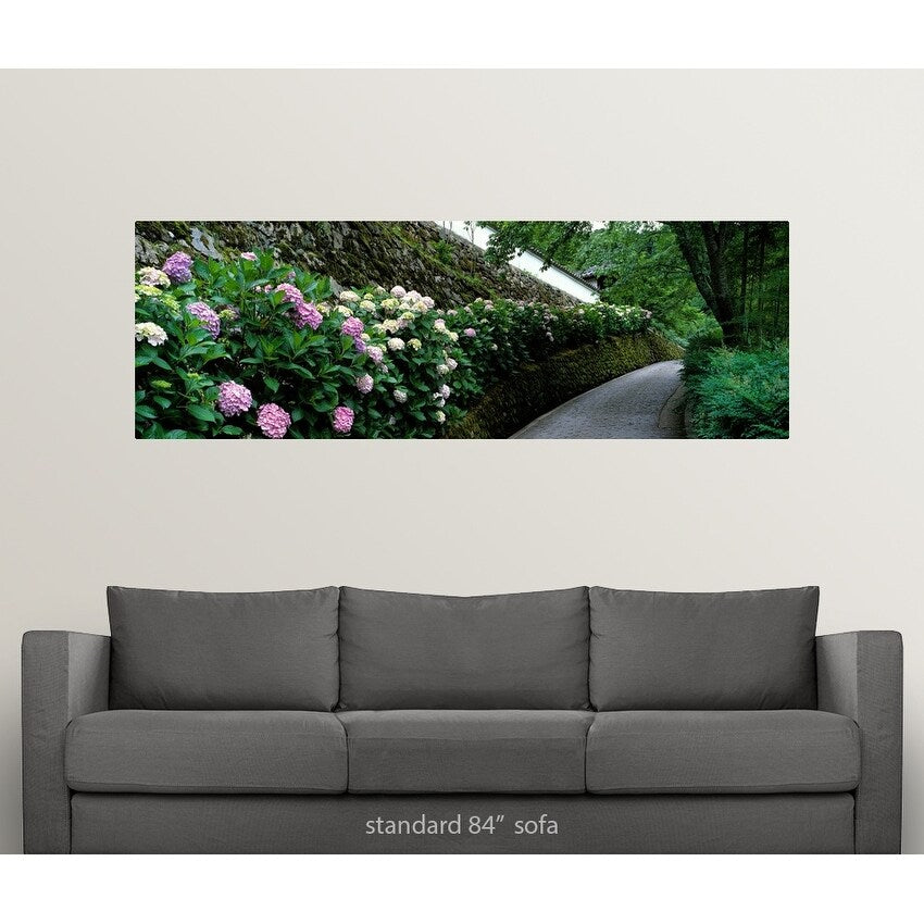 "Old Wall with Hydrangea Hasedera-sando Sakurai Nara Japan" Poster Print