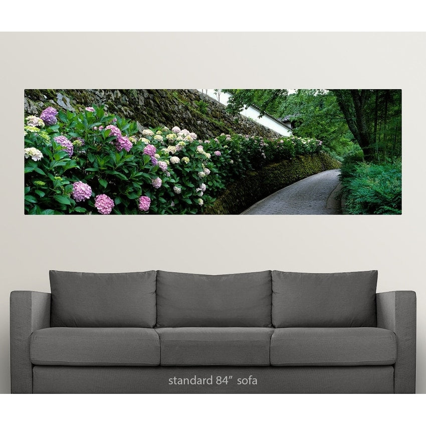 "Old Wall with Hydrangea Hasedera-sando Sakurai Nara Japan" Poster Print