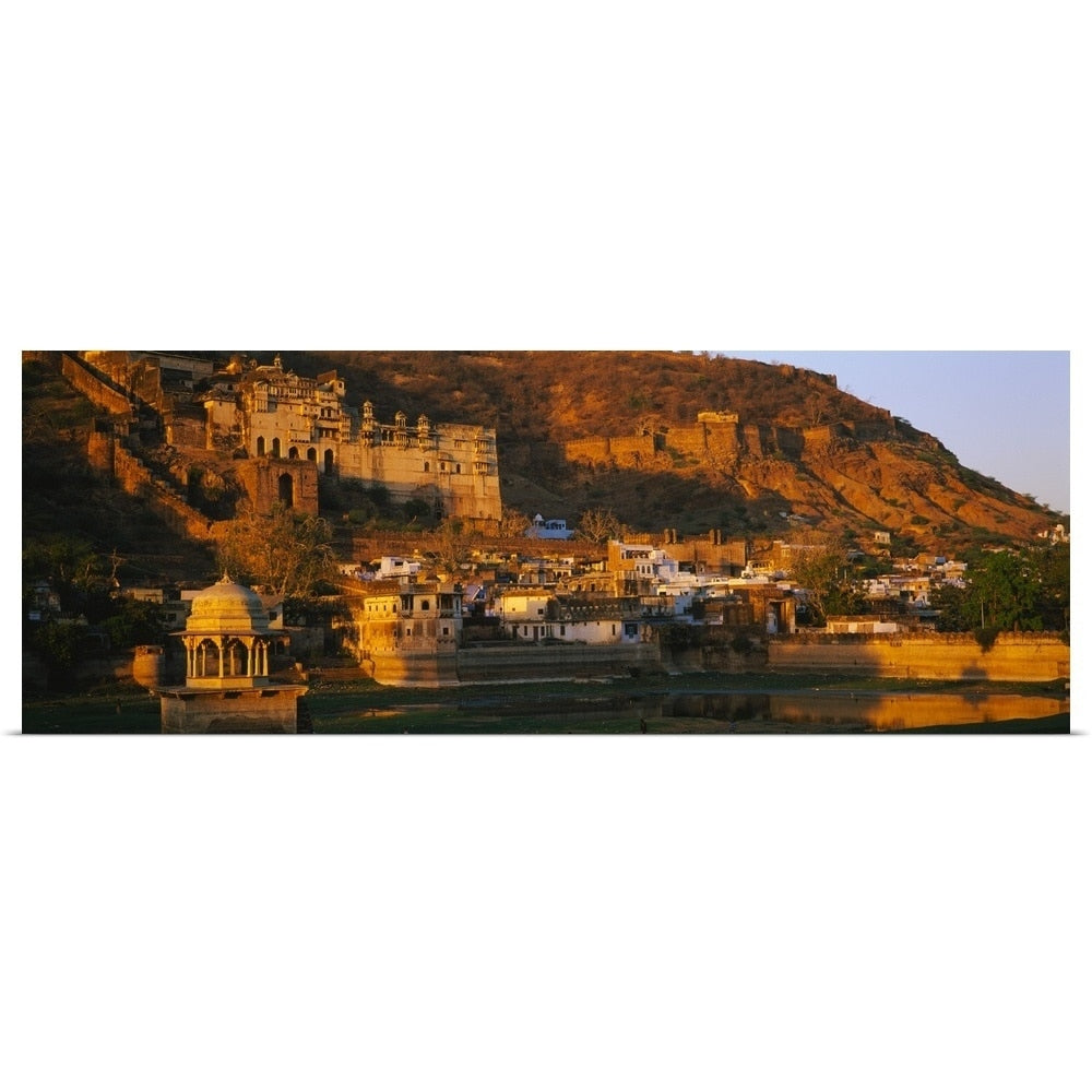 "Palace in a mountain, Garh Palace, Bundi, Rajasthan, India" Poster Print - Multi