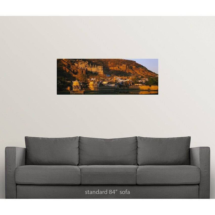 "Palace in a mountain, Garh Palace, Bundi, Rajasthan, India" Poster Print - Multi