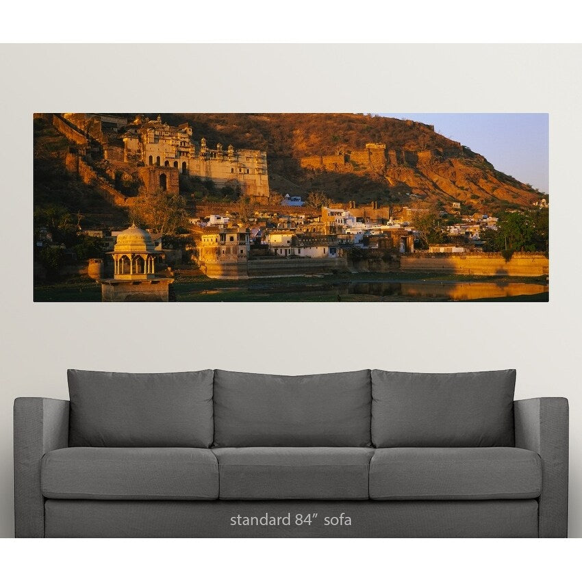 "Palace in a mountain, Garh Palace, Bundi, Rajasthan, India" Poster Print - Multi