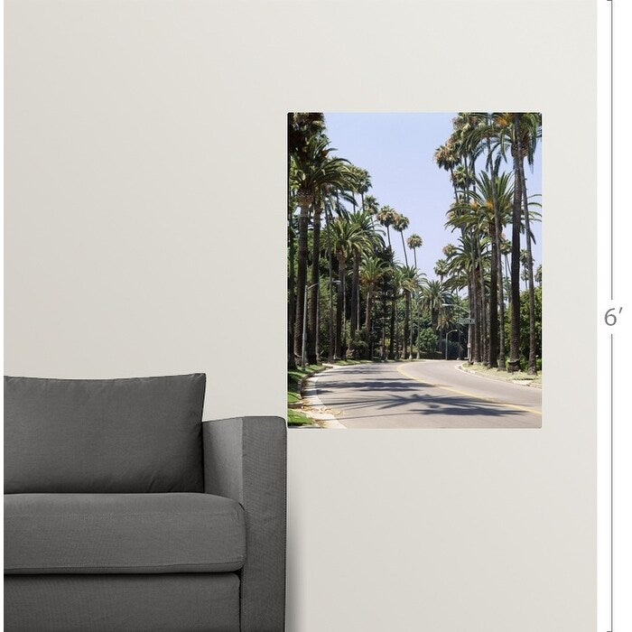 "Palm trees along a road, City of Los Angeles, California" Poster Print - Multi