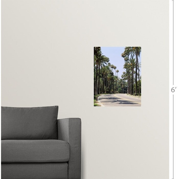 "Palm trees along a road, City of Los Angeles, California" Poster Print - Multi