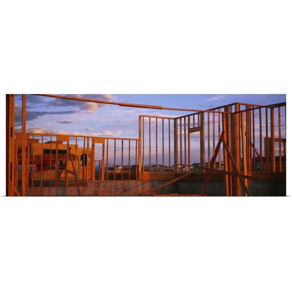 "Wooden Framework Of A House Under Construction, Washington State" Poster Print